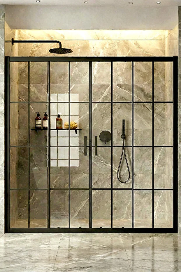 Duşakabin Ön Cephe 5mm Siyah Çizgi Yükseklik 190cm